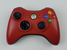 OEM Microsoft Xbox 360 Red Wireless Controller model 1403 &amp; battery Works Great - £23.61 GBP