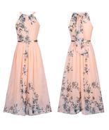 Women&#39;s holiday chiffon maxi dress printed big swing beach halter dress ... - $36.22 CAD