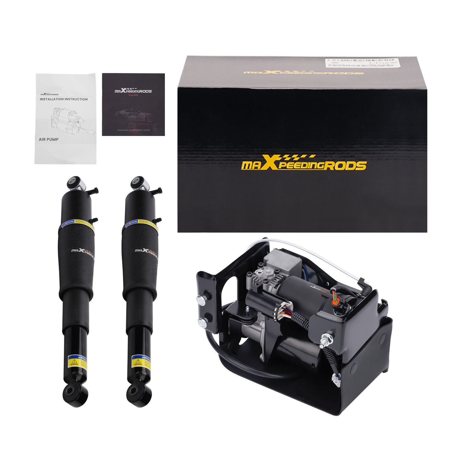 2x Air Suspension Shock + Air Compressor Pump For Cadillac Escalade Suburban GMC