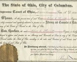 1870 State of Ohio City of Columbus Supreme Court Certificate To Practic... - $178.46
