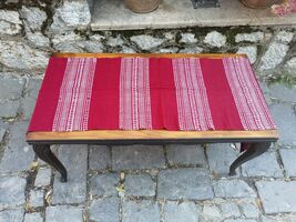 Cotton table runner lace decorated, antique cotton hand woven on a loom ... - $45.00