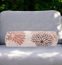 6&quot; X 20&quot; Brown Beige and Ivory Bolster Floral Indoor Outdoor Throw Pillow - $72.49