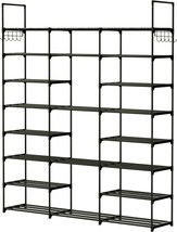 3 Rows 8-Tier Metal Shoe Rack Adjustable Entryway Stackable Storage Orga... - $74.99