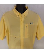 Under Armour Loose Vented Shirt XL Yellow Heat Gear Fishing Camping Casual - $21.95