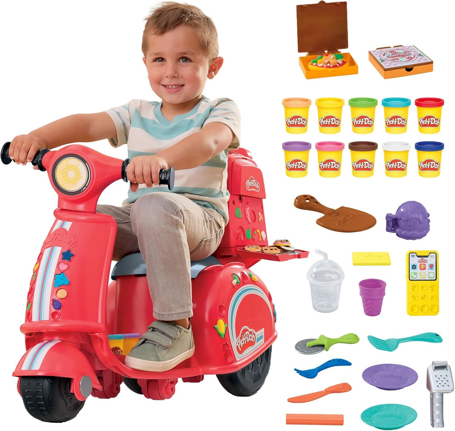 Play-Doh Pizza Delivery Scooter Playset, Large Ride-On Play Food, Ages 3+ - $72.93
