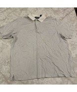 Roundtree &amp; Yorke Men&#39;s L White Striped Slim Fit Polo Shirt Short Sleeve... - $227.32 MXN