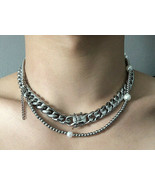 Chain Choker Cuban Link Necklace Silver Jewelry Hip-Hop High Fashion Str... - £35.40 GBP