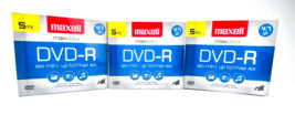 Maxell DVD Recordable Media DVDR 4.7GB 120min Max Write Speed 16x Lot of 3 x 5pk - £19.25 GBP