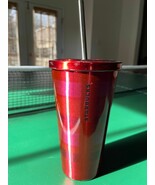 2014 Starbucks Stainless Steel 16oz Cold Cup Tumbler Red with Pink Strip... - $9.89