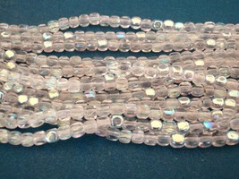 50 4 x 4 mm Czech Glass Cube Beads: Crystal AB - $1.64