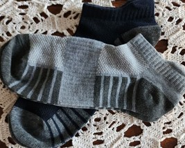 2-Pair ~ NAVY &amp; GRAY ~ Blocked ~ Solid ~ Stripes ~ Ribbed ~ Knit ~ Ankle... - £11.93 GBP