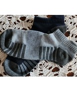 2-Pair ~ NAVY &amp; GRAY ~ Blocked ~ Solid ~ Stripes ~ Ribbed ~ Knit ~ Ankle... - £11.92 GBP