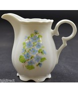 Vintage Blue Floral Pattern Creamer Pitcher Hand Painted By Lindy 3.75&quot; ... - £10.06 GBP