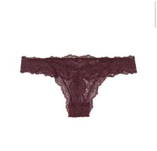 Victorias Secret Dream Angels Lace Shimmer Thong Panty Bnwts Size Xs Dark Violet - £11.00 GBP