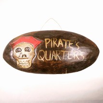Pirate&#39;s Quarters 12&quot; Carved Wood Wall Sign Pirate-Themed Skull Home Decor - $369.78 MXN