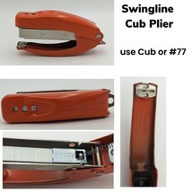 Vintage SWINGLINE Cub Plier STAPLER Small Metal Orange MCM Use 77 USA WEAR - £7.75 GBP