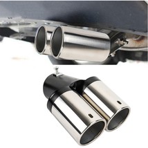 Car Stainless Steel Exhaust Pipe Chrome Muffler Tip Tail Y-Pipe Dual Pip... - £11.72 GBP