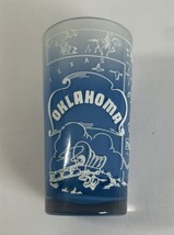 Vintage Hazel Atlas State Of Oklahoma White Lettering Blue Frosted Tumbl... - $12.86