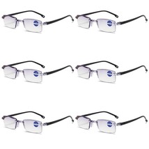 6PK Rimless Blue Light Blocking Reading Glasses Diamond Cut Edge Readers for Men - £9.58 GBP