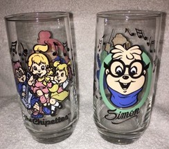 Pair 1985 Alvin and the Chipmunks Simon &amp; the Chipettes Collectible Glasses Mint - £11.74 GBP