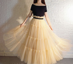 YELLOW Tiered Long Tulle Skirt Outfit Women A-line Plus Size Tulle Skirt image 9