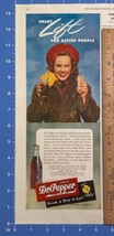 Vintage Print Ad Dr Pepper Girl with Hotdog Bottle Soda Pop 13.5&quot; x 5.25&quot; - £10.71 GBP