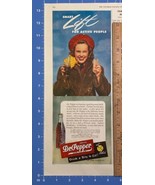 Vintage Print Ad Dr Pepper Girl with Hotdog Bottle Soda Pop 13.5&quot; x 5.25&quot; - £10.31 GBP