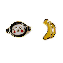 Monkey &amp; Banana Earrings Set Post Stud Pair Enamel Cute Chimp Tiny Jewelry Gift - £5.93 GBP