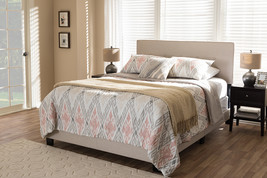 Eliseo Light Beige Fabric Upholstered Queen Size Bed - $3,755.07 MXN