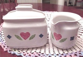 Vintage Corning LIFE STYLES Creamer And Napkin Holder Heart Quilt Pattern - £8.65 GBP