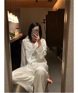 Unisex sleepwear long sleeved  Nightdress mulberry silk nightgown 2in1 s... - $58.80