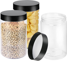 Plastic Jars with Lids, 27 Oz Pack of 3 Clear Containers, Refillable Sho... - £15.70 GBP