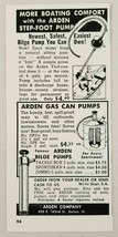 1955 Print Ad Arden Step-Foot Bilge Pumps Boats Gas Can Pumps Dolton,IL - $9.07