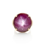 14k Yellow Gold 56.81 Ct Star Ruby Solitaire Ring with Diamond Accents S... - $14,560.52 CAD
