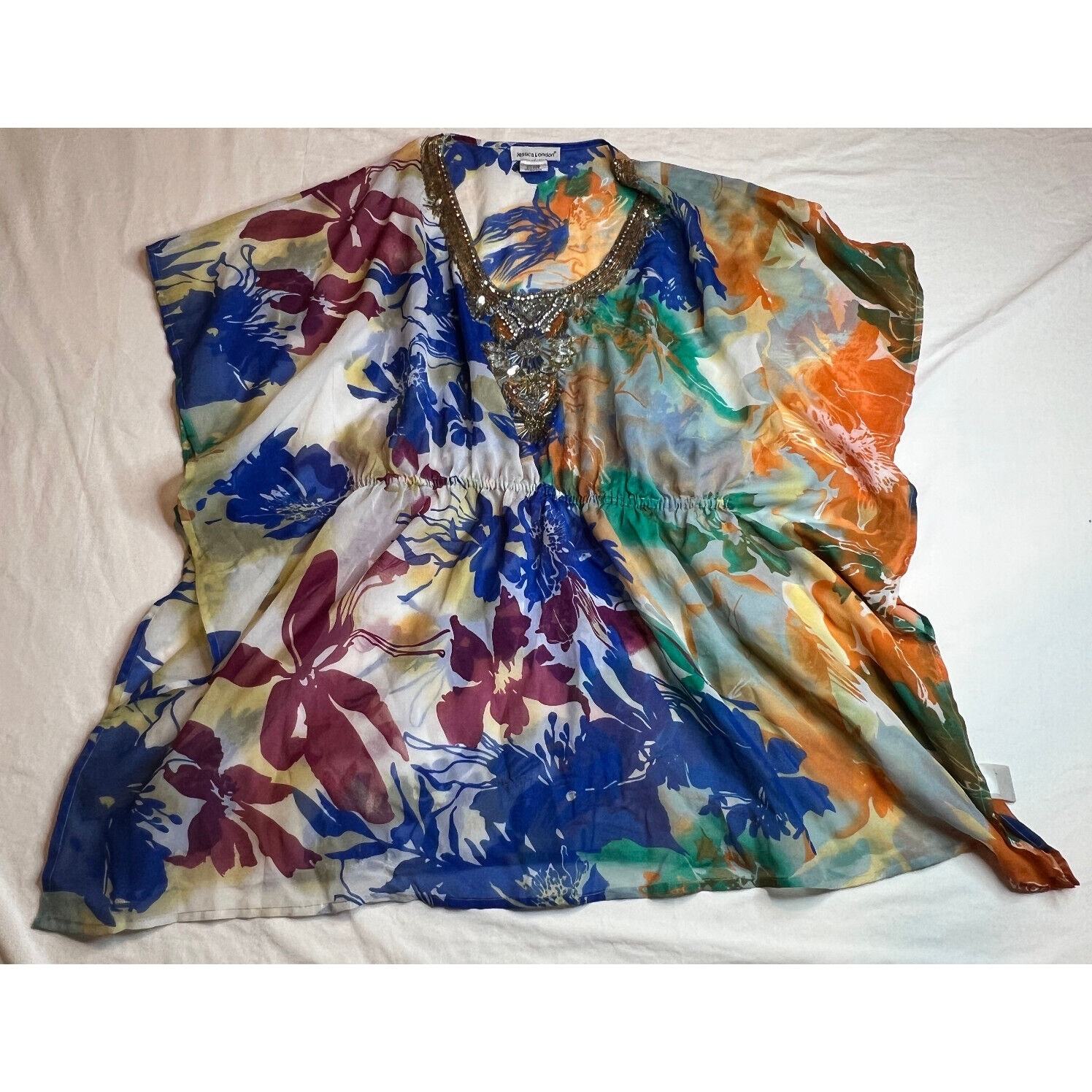 Jessica London Swim Coverup Womens Size 12 Multicolor Floral Swimwear Sh... - £6.07 GBP