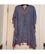 Z&amp;L Swimsuit Coverup  Blue Pink Tassel Coverup  V Neck Onesize - $67.04 CAD