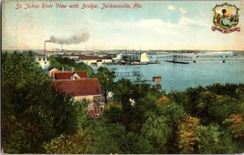 c1910 St. Johns River View with Bridge Jacksonville Florida FL Postcard (C12) - $6.79