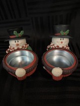 Snowman Tea light candle holders christmas winter decor - $7.00