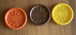 Tupperware Fall Harvest Coffee Cup Mug Lids/Coasters Set Of 3 - £11.80 GBP