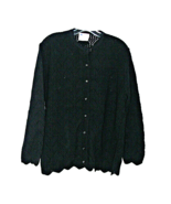 Sherry Gale Women 2X Black Knit Cardigan Sweater Button Turbo Orlon Acry... - $24.99