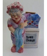 Vintage Spare Change Ceramic Coin Bank Laundry Woman Hair Rollers Multi-... - £16.19 GBP