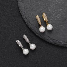 Pearl Earring  Pearl Diamond Earrings  Gold Pearl Earring  - £102.29 GBP