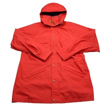 EMS Jacket Mens L Red Long Sleeve Solid Hoodie Pocket Button Windbreaker - £23.34 GBP