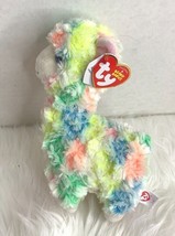 New Ty Beanie Babies Lola Sheep Lamb Multicolor Plush Fluffy Stuffed Toy Animal - £4.64 GBP