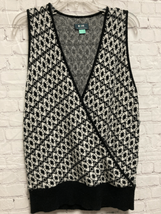 Maeve Anthropologie Womens Plus Size 1X Sweater Vest Black White Wrap Front New - £60.87 GBP