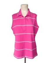 Vineyard Vines Womens Sleeveless Polo Shirt Sz M Pink Striped Breathable Stretch - £14.42 GBP