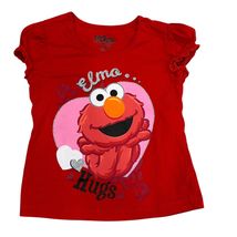 Sesame Street Elmo Hugs Valentine's Red Glitter Graphic T-Shirt 4T - $17.28
