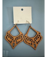 Simple Bohemian Style Wooden Jewelry Trendy Female Earrings Light Wood - $8.91