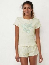 Womens Pajamas 2 Pc Green Lauren Conrad Good Dreams Only Summer Top &amp; Shorts- M - £19.78 GBP