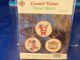 NMI Counted Cross Stitch Craft Kit Christmas NIP 3 Designs Santa Stockin... - $7.69